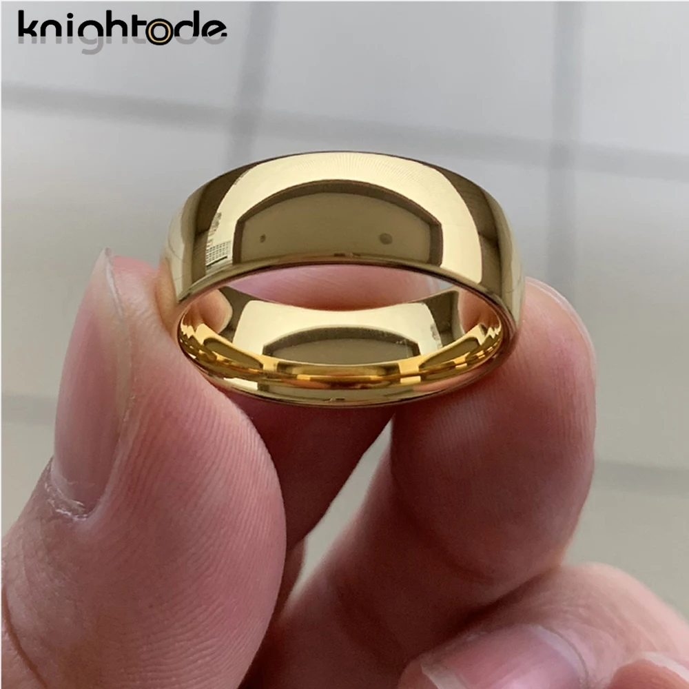 Classic Gold Color Wedding Band Tungsten Carbide Rings Women Men Engagement Gift Jewelry Dome Polished Finished Comfort Fit