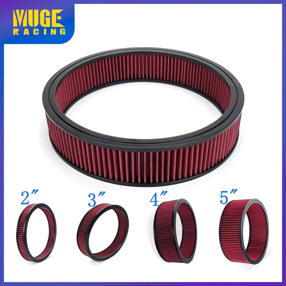

MUGE-Universal 14"Wide 2"/3"/4"/5" Height Round Washable Air Cleaner Filter Replacement Element For SBC BBC OFI149