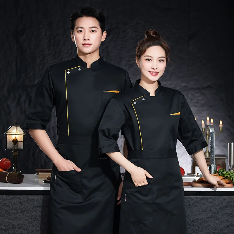 Chef-kokuniform met middellange mouwen Chef-kokkleding met driekwartmouwen Restaurant Hotel Kantine Keuken Hot Pot Restaurant Werknemeruniform