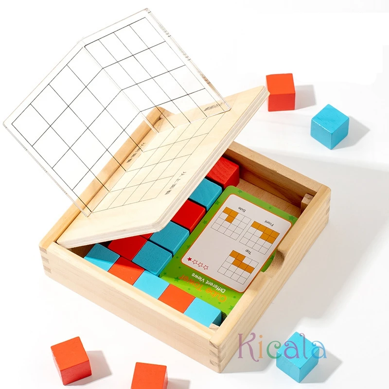 Montessori Magic Block Puzzle Toy Spatial Logical Thinking Training Game Rainbow Stacking Blocks Math Educational Toys For Child