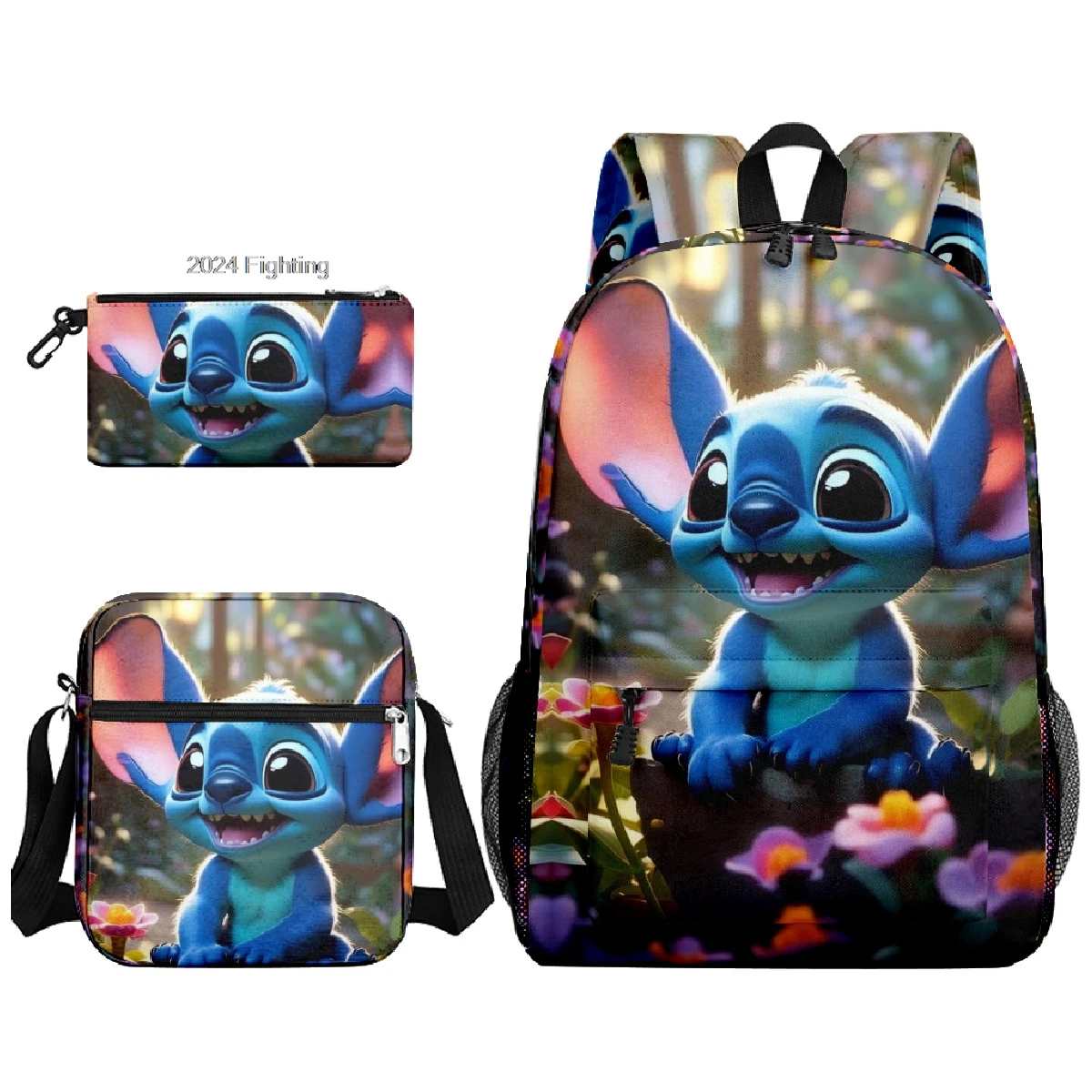 3pcs Lilo & Stitch Backpacks Women Simple Large Capacity Laptop School Bags With Shoulder Bag