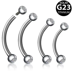 Brow Bone Nose Piercing Belly Button Rings Curved  G23 Titanium Internally 16G 5/16 Inch 3mm  CZ Etite Navel Piercing