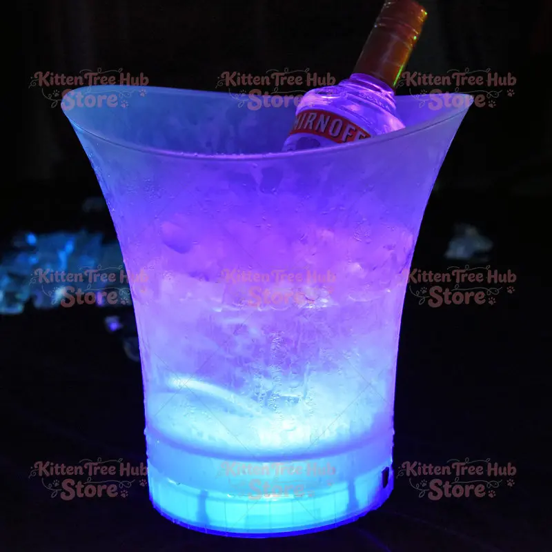 Bluetooth Luminous Ice Bucket with Speaker, LED Light Portable Beer Bucket Cooler for Party Outdoor Stereo Music