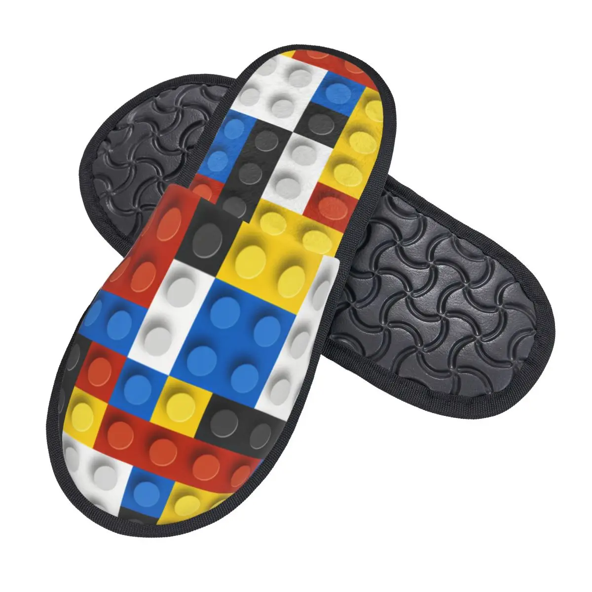 Colorful Building Blocks Patern Guest Slippers for Spa Women Custom Print House Shoes