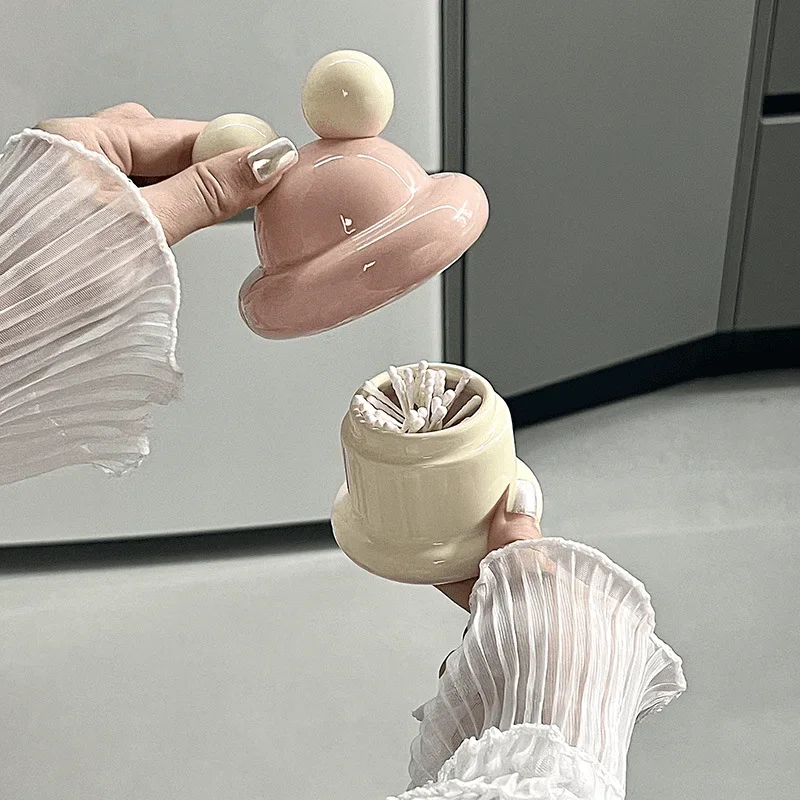 A Toothpick Box - Creative Toothpick Box Household High-end Ceramic Toothpick Holder Personality Cute Cotton Swab Box Dental Flo