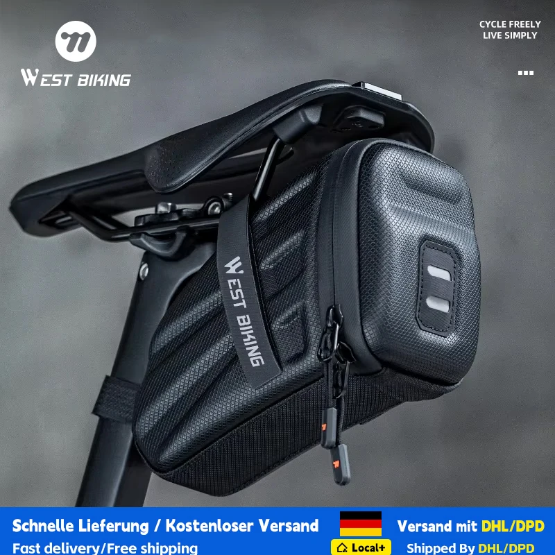WEST BIKING – sac de selle de vélo 1,8 l, sac de rangement à coque rigide en EVA, sac de selle de vélo portable et étanche, accessoires de cyclisme sur route et VTT