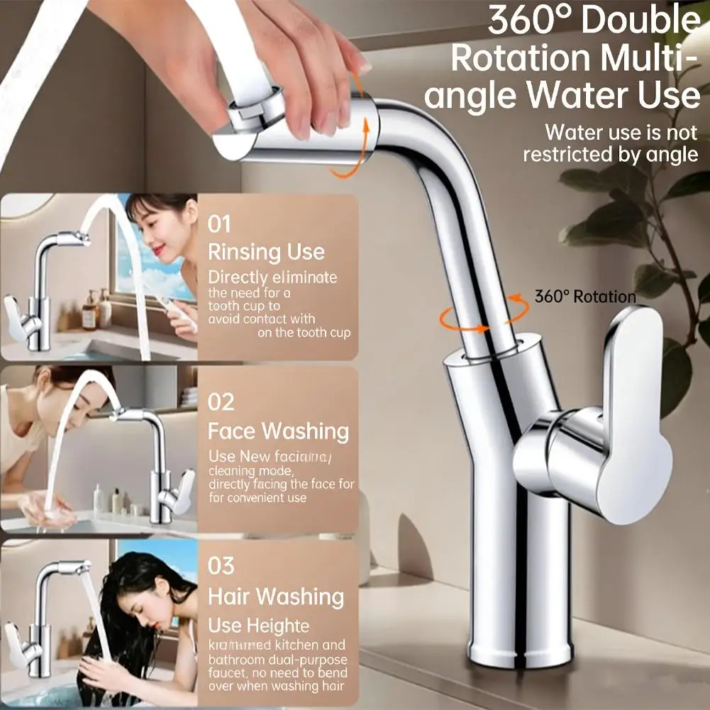 

Пластиковый смеситель для раковины с горячей и холодной водой, однорычажный, с двумя отверстиями, поворотный на 360° ° Поворотный металлический сопло-распылитель с сотовой структурой