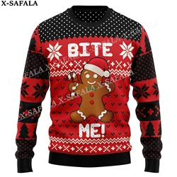 Oh yapış gingerman adam beni ısırmak çirkin noel örgü kazak cadılar bayramı noel hediyesi süveter çift parti Unisex Casual Tops-2