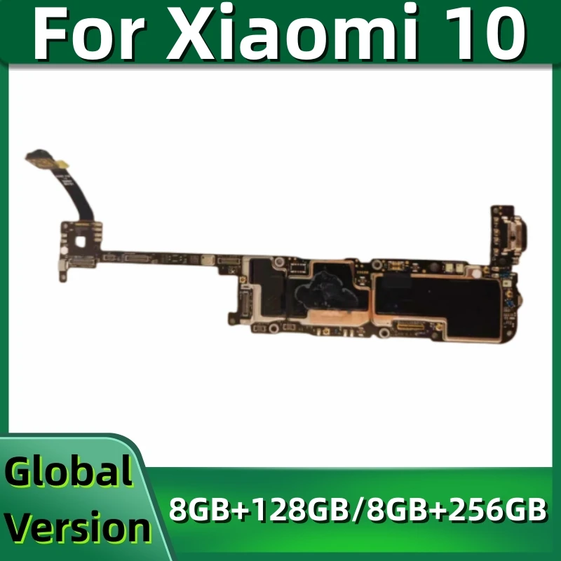 Mainboard for Xiaomi Mi 10 5G, Original Motherboard PCB Module, 128GB, 256GB, Unlocked, Global MIUI System, M2001J2G