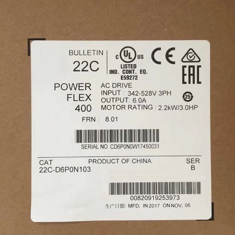 22A-D8P7N104 for Allen-Bradley AB Inverter Module PowerFlex 4 3.7 kW 5 HP AC Drive TX