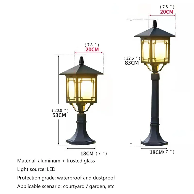 SEAN Lâmpada clássica para gramado ao ar livre Luz LED Casa elétrica à prova d'água para decoração de jardim de caminho de villa