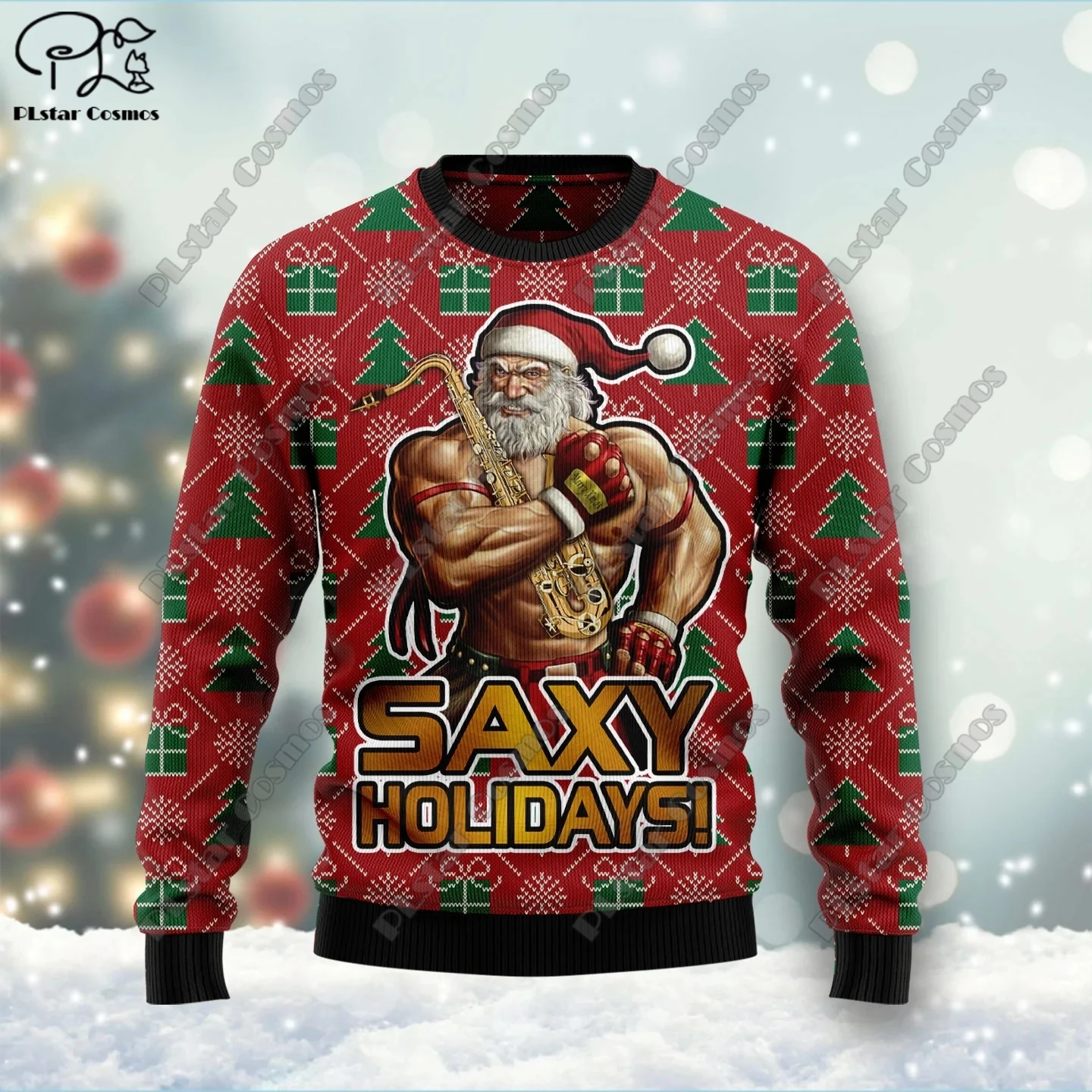 

3D printed Christmas series floral Christmas tree Santa Claus pattern ugly sweater casual winter warm new style unisex S-9