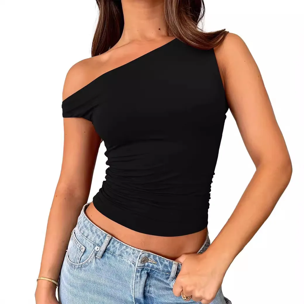

Fashion Women Off Shoulder Tops Sleeveless Shirts Y2K Going Out Crop Tank Top 2000s Aesthetic Female Black White Crop Top Girls
