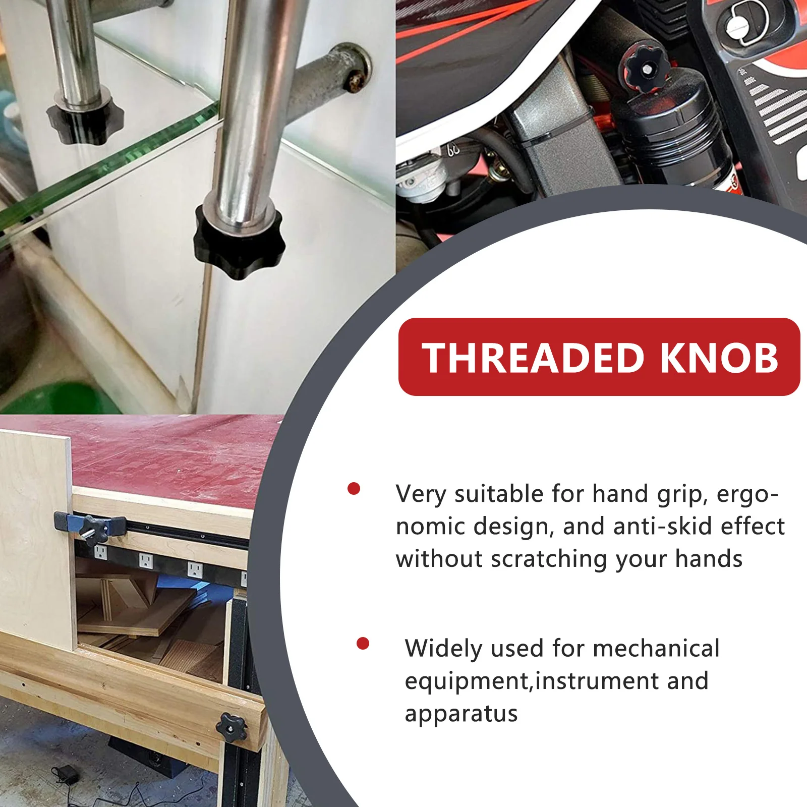 

12 pcs Star Shape Thread Clamping Knobs Black Plastic Handle For Machine Tool Instrument Equipment Thru Hole Knobs Screw-On