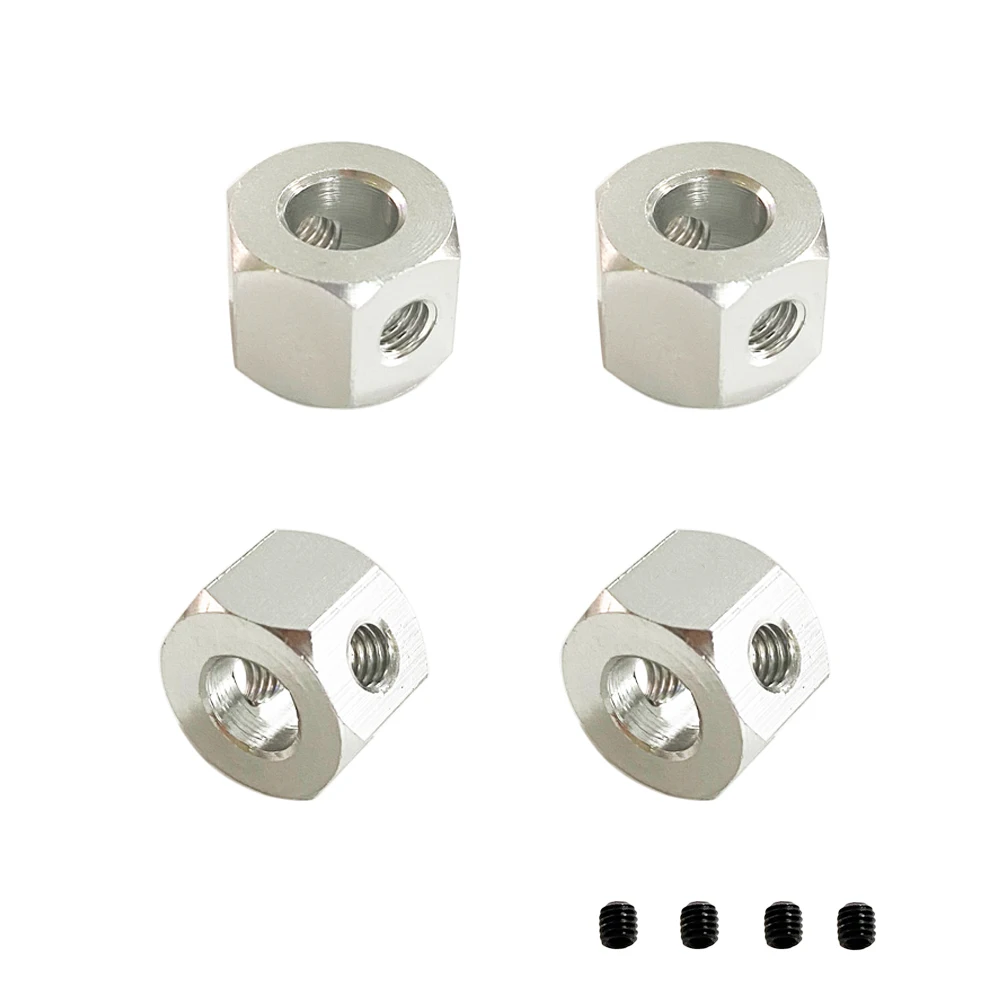 4PCS 5mm to 12mm Metal Combiner Wheel Hub Hex Adapter for WPL D12 C14 C24 B14 B16 MN D90 D91 RC Car Upgrade Parts,Silver