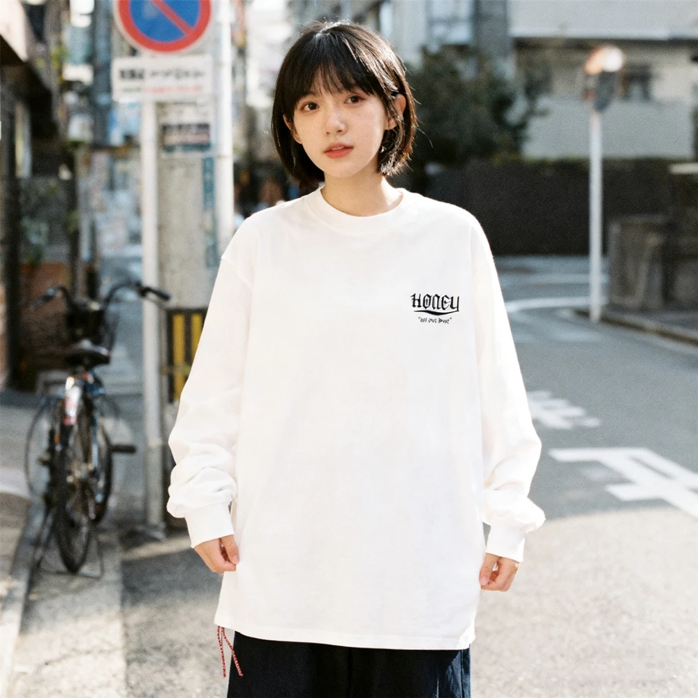 เสื้อยืดแฟชั่นสตรีทแวร์สไตล์ญี่ปุ่น KUCLUT 1:1 คุณภาพดีที่สุด พิมพ์ลายหลวมๆ ผ้าฝ้าย 100% เสื้อโอเวอร์ไซส์ แขนยาว สำหรับผู้ชาย