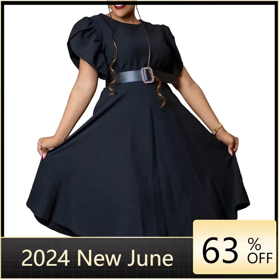 

African Dresses For Women Elegant Polyester 2024 New Muslim Fashion Abayas Dashiki Robe Kaftan Midi Dress Turkish Africa