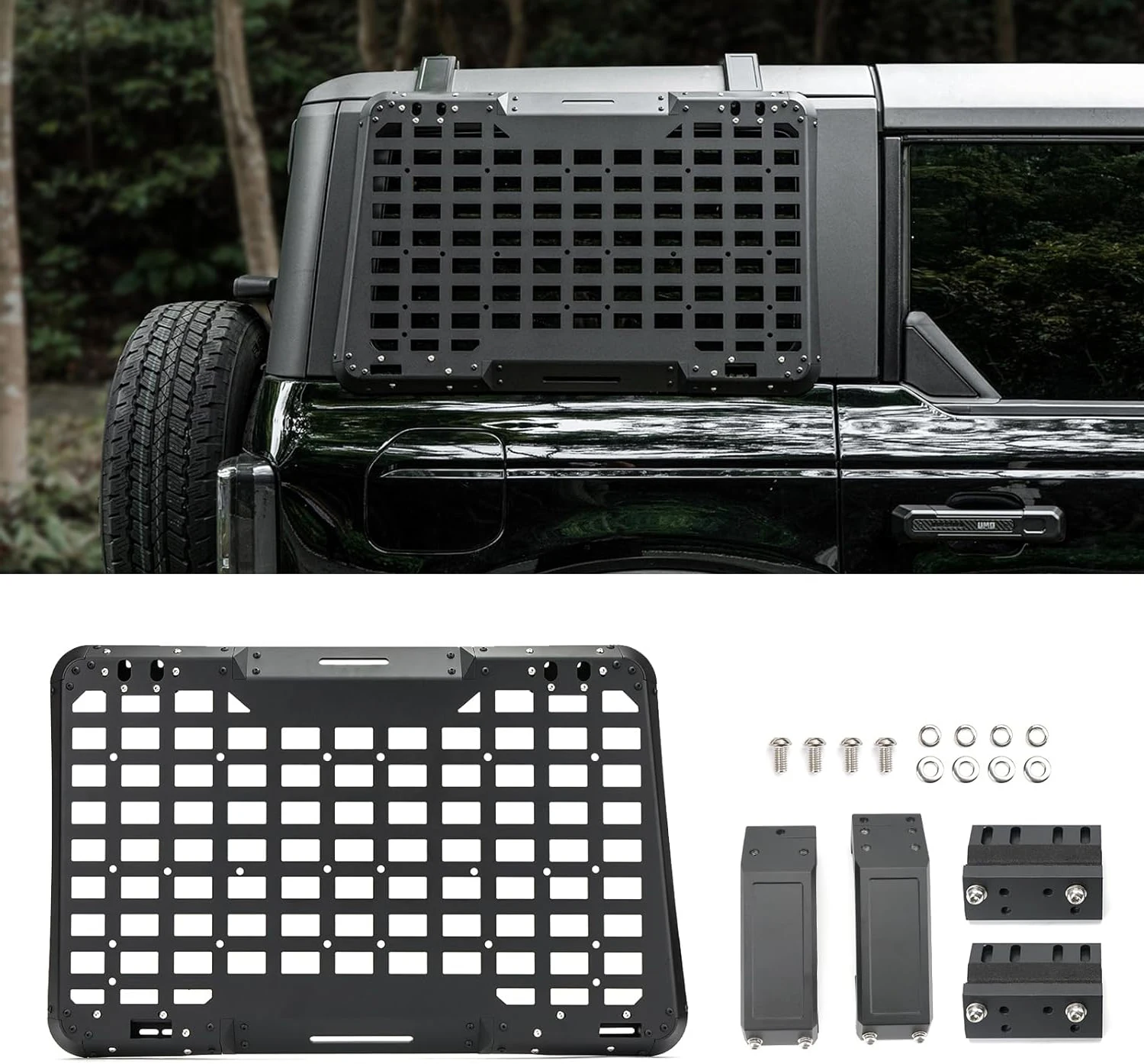 Rear Right Window Molle Storage Panel Flank Kit Heavy Duty Protective Decoration For Ford Bronco 2021-2023 Off Road Tool Holder