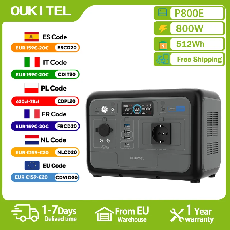 OUKITEL P800E PLUS Portable Power Station 800W Solar Generator 512Wh Lifepo4 Battery Home Backup Outdoor Camping Mobile power