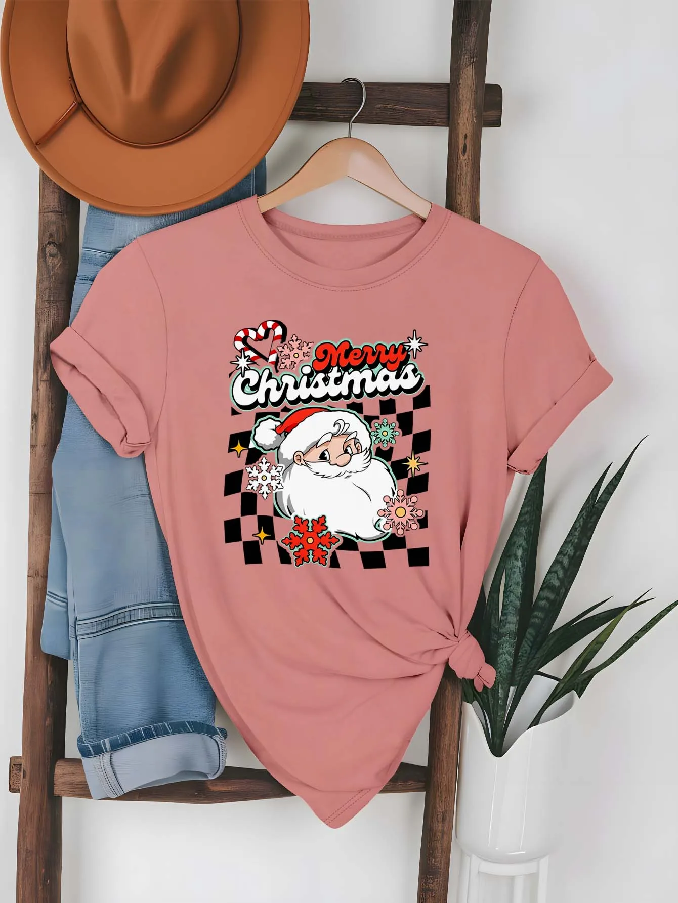 Plus Size Santa Claus And Snowflakes Merry Christmas Festival Outfit