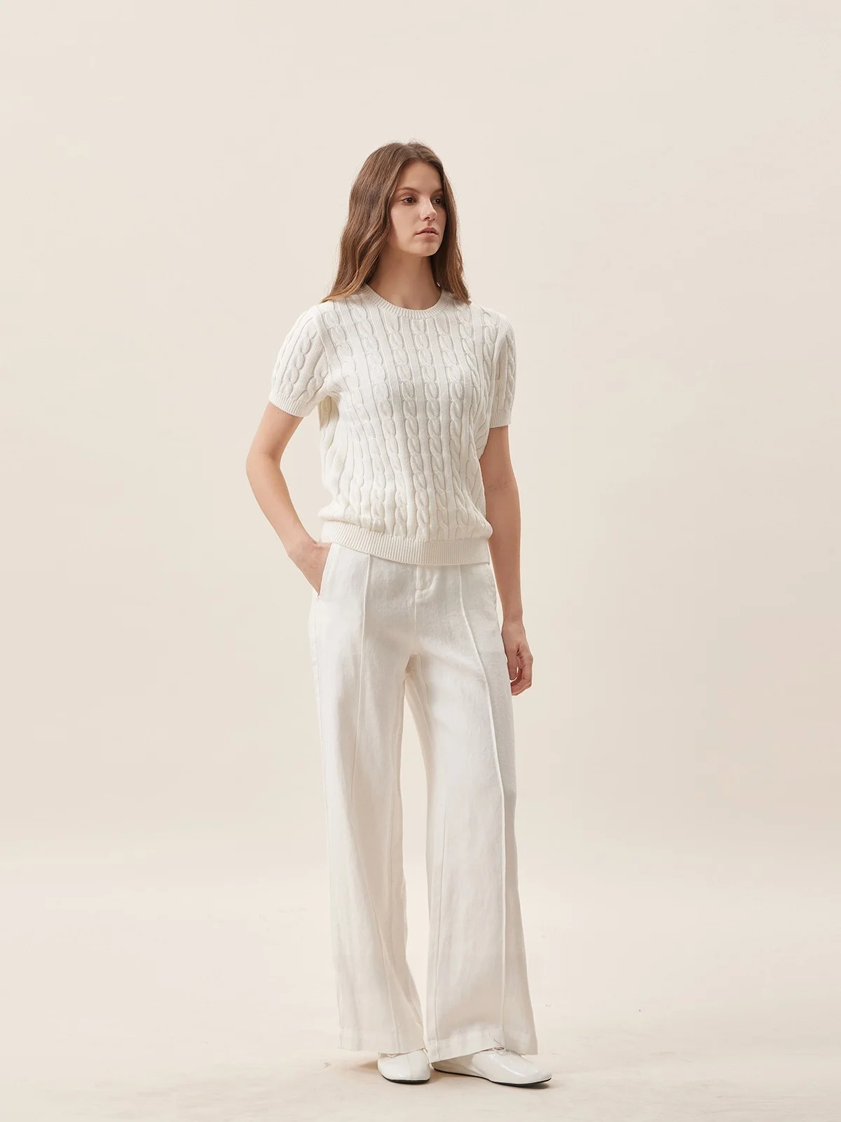 

TheEase Comfortable Woven Linen Wide Leg Pants Commute Simple Loose Texture Casual Loose Leggings Women's Fashion Spring Season
