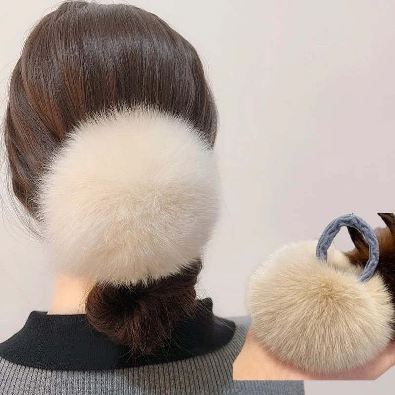 Women Fur Fluffy Ball Hair Ties Plush Ball Head Rope Real Fox Fur Elastic Rubber Band Hair Rope Sweet Pompon Hair Accessories