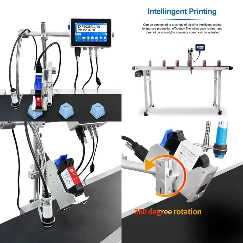 DEMAX Factory Price Inkjet Conveyor Card Flex Multi Languages 4.3 Inch Continuous Online Automatic TIJ Inkjet Printers