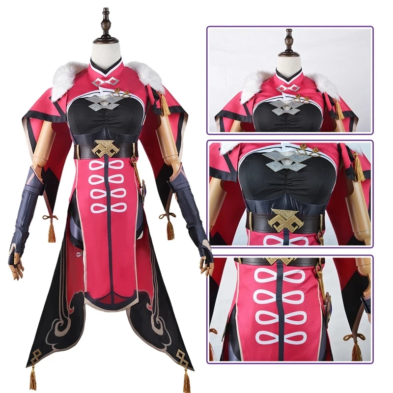 Game Genshin Impact Beidou Cosplay Fato Feminino, Manto de Natal, Vestido de Halloween, Peruca Conjunto Completo