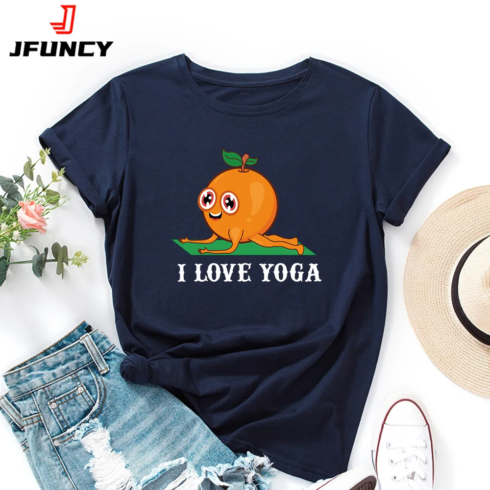 

JFUNCY 5XL Classic T-shirt Women Cotton Tee O-Neck Short Sleeve Tops Cartoon Print Oversize Female Summer Loose Shirt