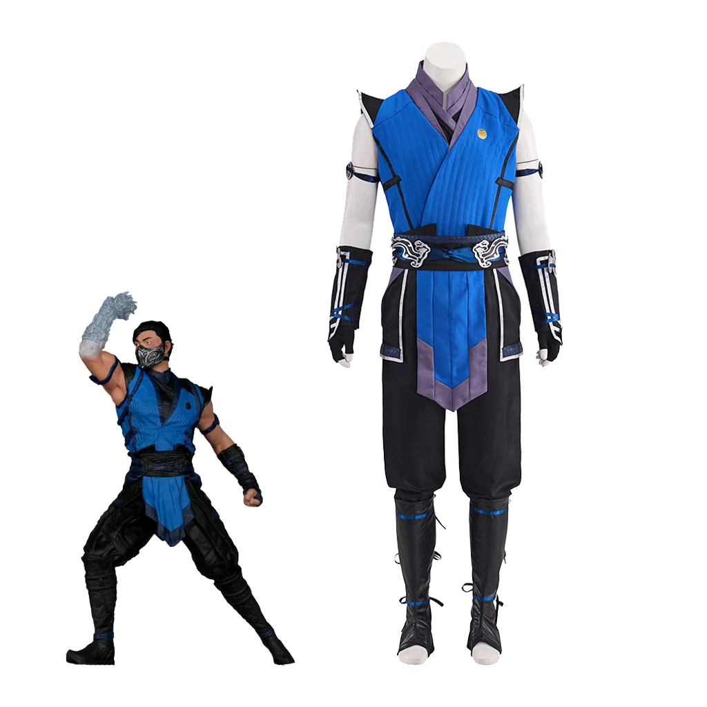 Disfraz de Cosplay Sub-Zero, traje de lucha, juego MK1 Sub Zero Ninja, traje de batalla, uniforme, conjunto completo, trajes de fiesta de Halloween