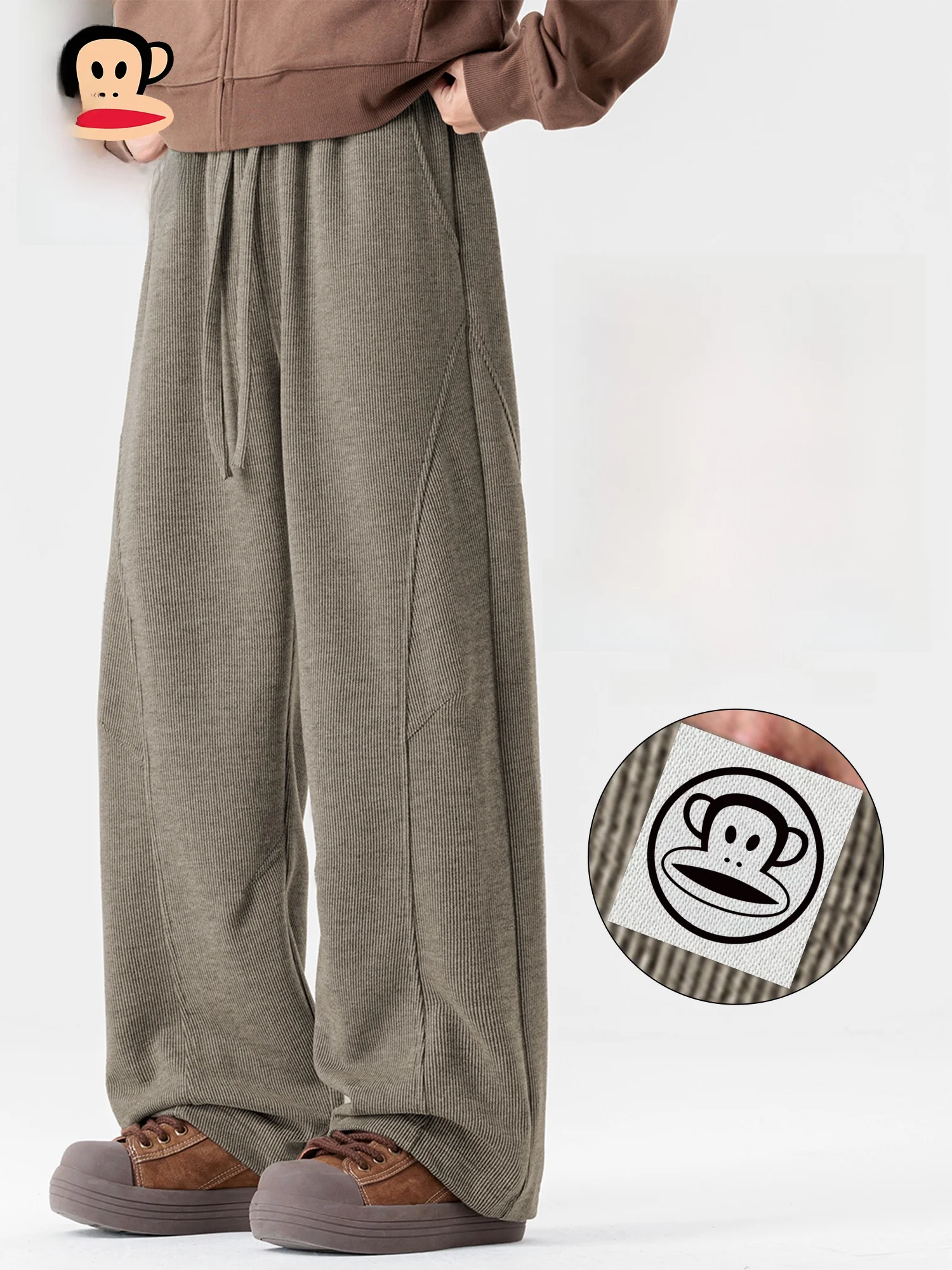 

PaulFrank Retro Corduroy Men's Casual Pants Spring Loose Drapey Straight Leg Trousers Comfortable Loose Fit Vintage Sle