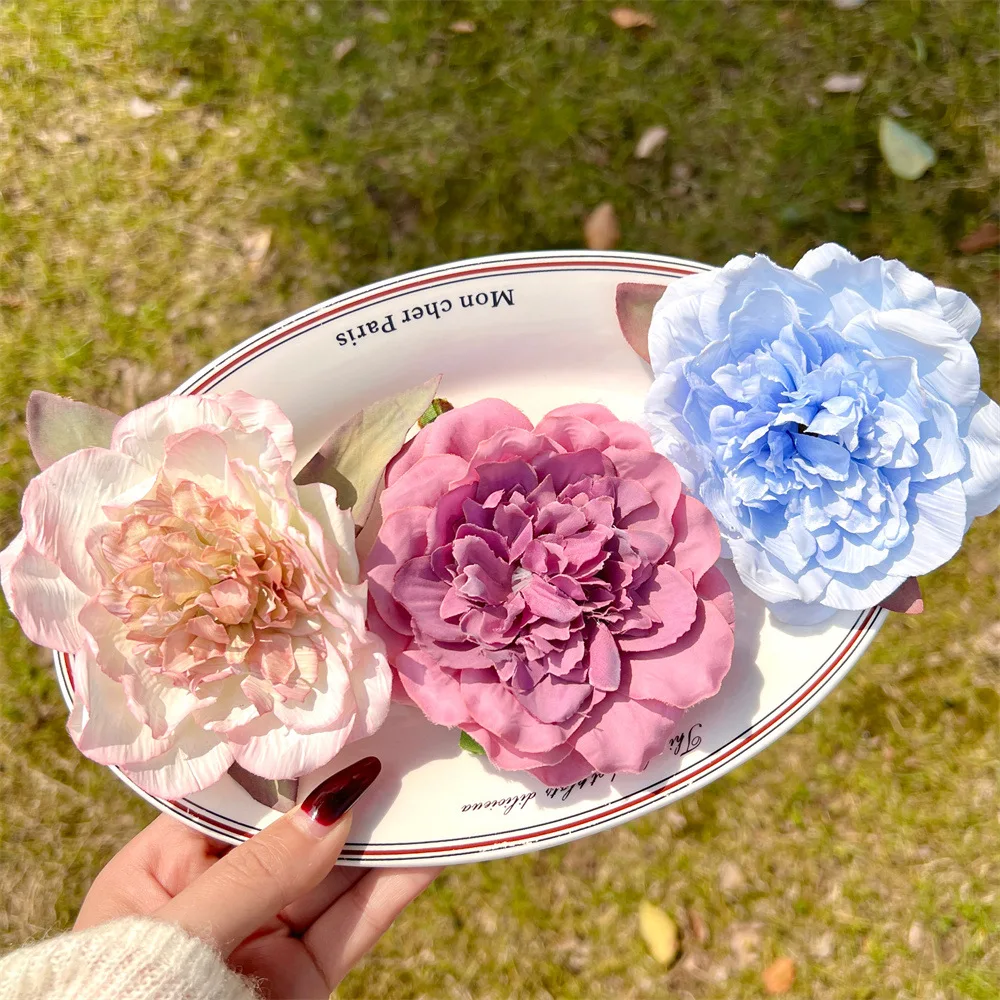 2Pcs French Style Retro Peony Hair Clip Back Of Head Grab Clip SpringSummer Vacation Atmosphere Hair Accessory