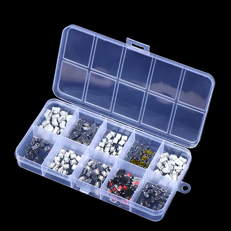 【AYy】200Pcs/Box 2026 New 10 Types Durable Car Remote Control Tablet Actile Push Button Switch Car Key Button Touch Micro Switch