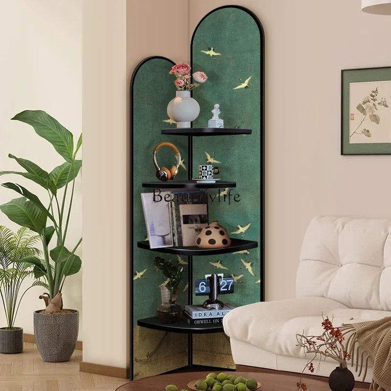 

Living room corner cabinet painting antique shelf floor bookshelf storage cabinet