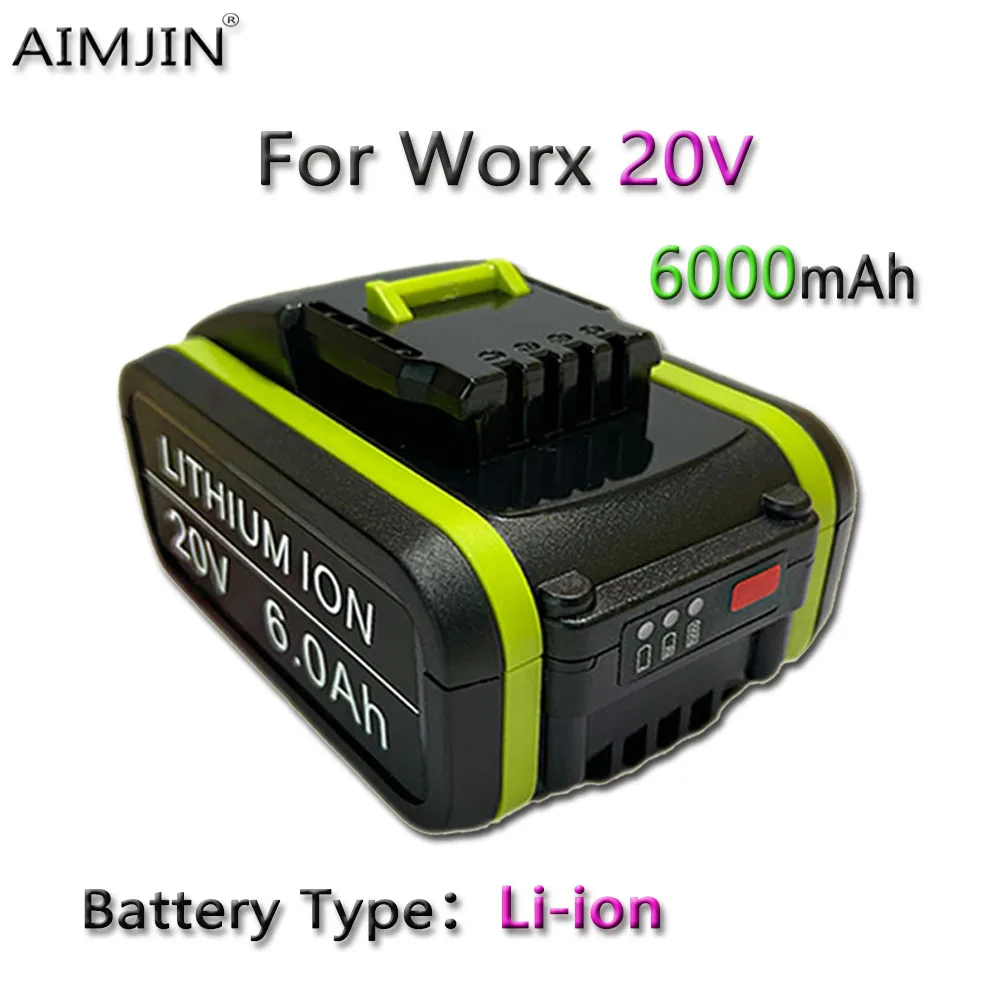 

For Worx Max Tool 20V 6000mAh Replacement Li-ion Battery WA3551 WA3551.1 WA3553 WA3641 WX373 WX390