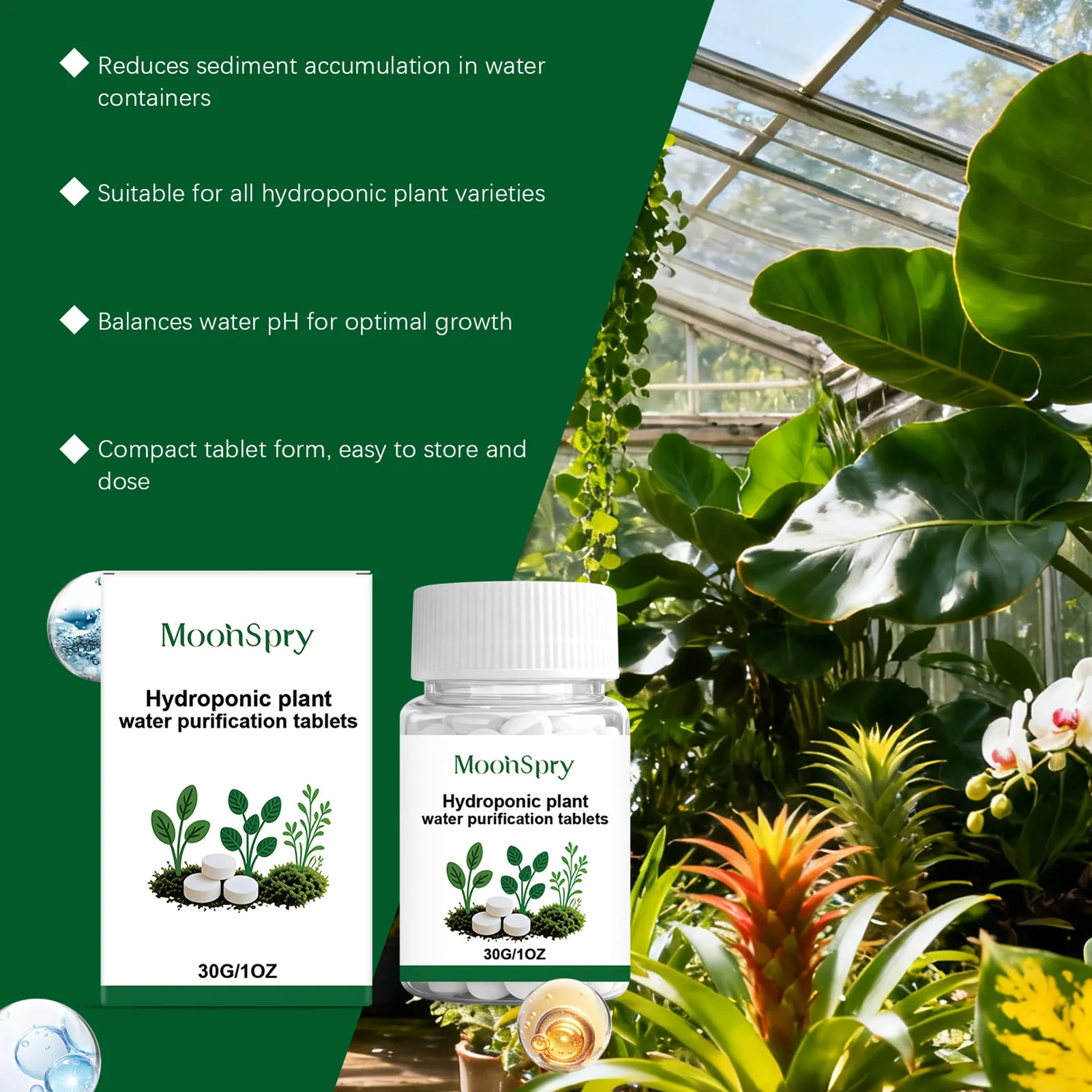 Hydroponic Plant Care Tablets 30g Purifying Nutrient Supplement For Water Plants Gentle Formula
