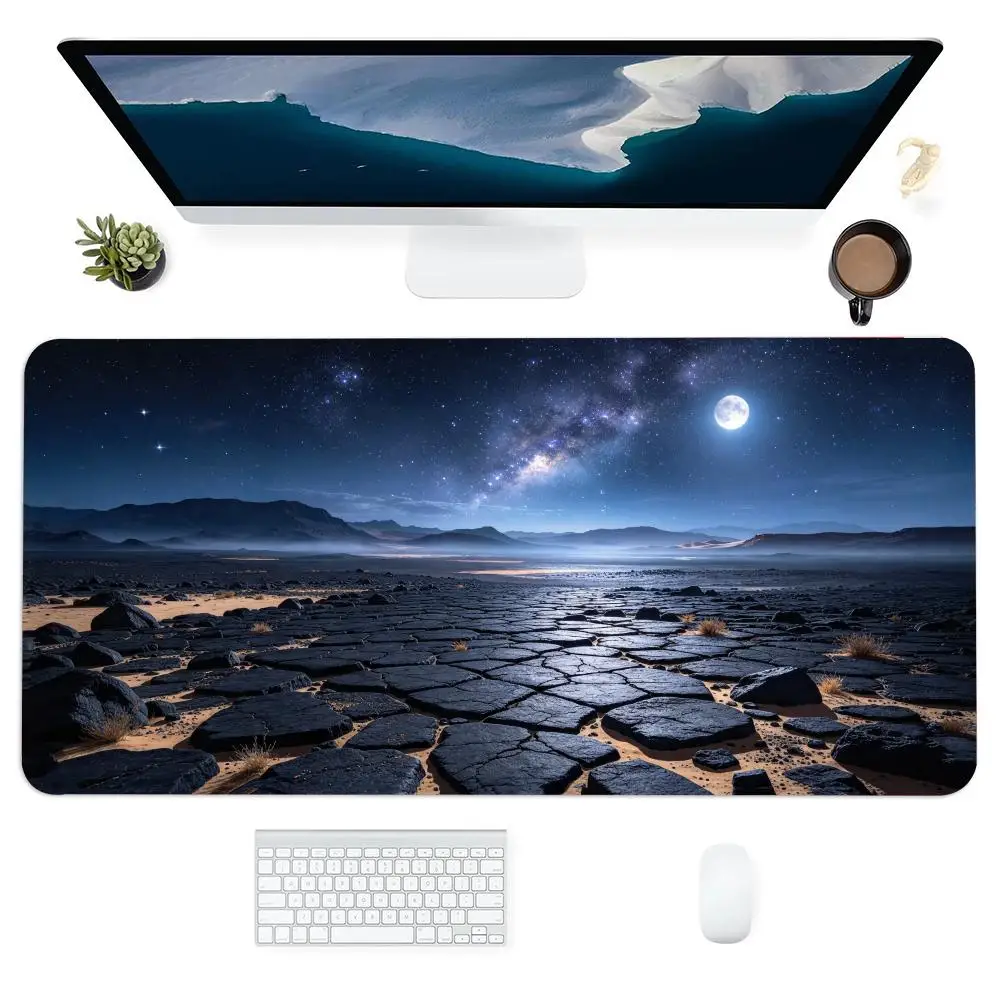 Desert Rocky Land Gaming Mouse Pad Non Slip Rubber Base Stitched Edges Precision Tracking For Home Office