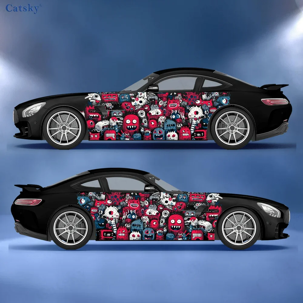 

Irregular Line Monster Car Side Sticker Decoration,PVC Waterproof Scratch Resistant Decal, Car Protection, Auto Accessories Gift