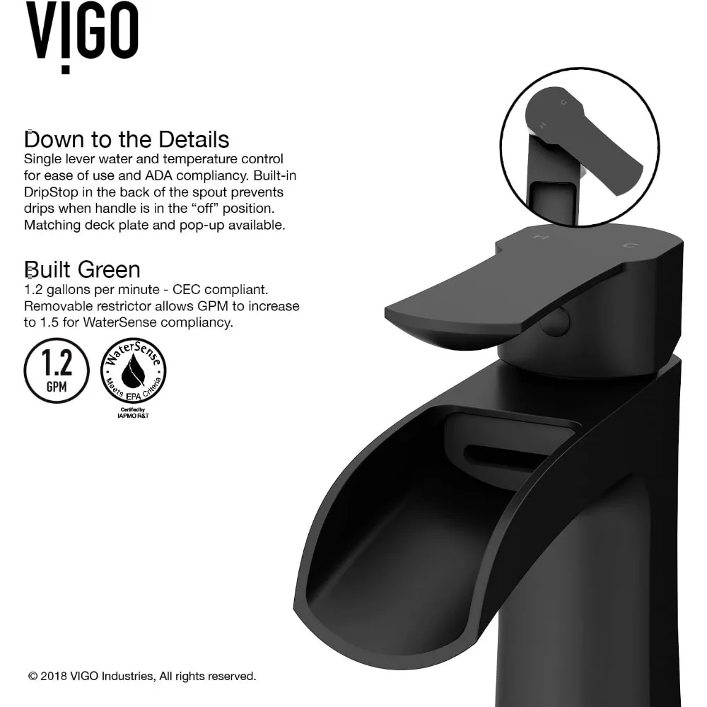 7-inch Matte Black Single Handle Bathroom Faucet with Single-Hole Design for Modern Vanity Sinks