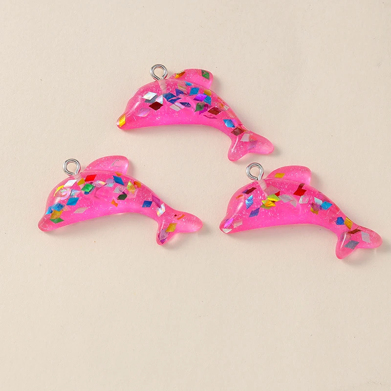 Leslie 10 Stück niedliche Charms, bunte Delfin-Charms, Anhänger für Tropfenohrringe, Halsketten, handgefertigtes DIY-Schmuckherstellungszubehör – Detail 7
