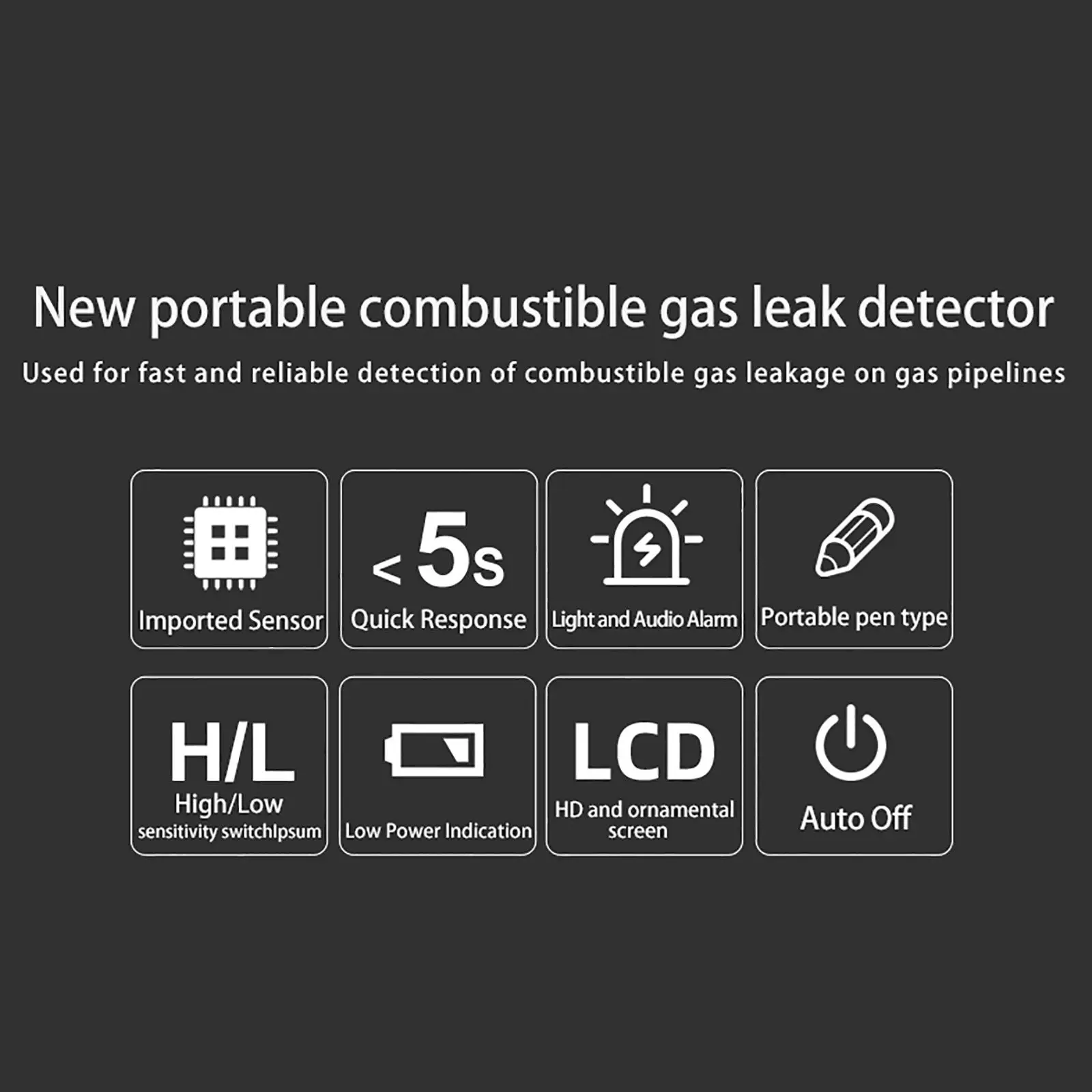 Pen Type Gas Detector Visible Audible Alarm Household for Gas Pipeline