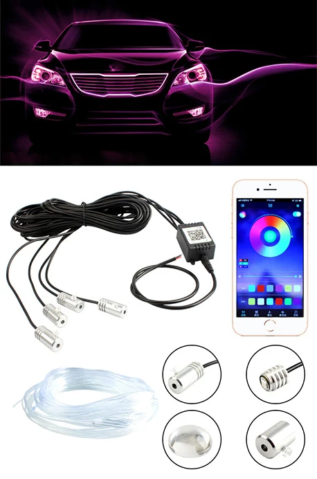 La atmósfera 12V 6W de los accesorios de la luz del coche de la fibra óptica más brillante 9 en 1 llevó la luz interior de las luces