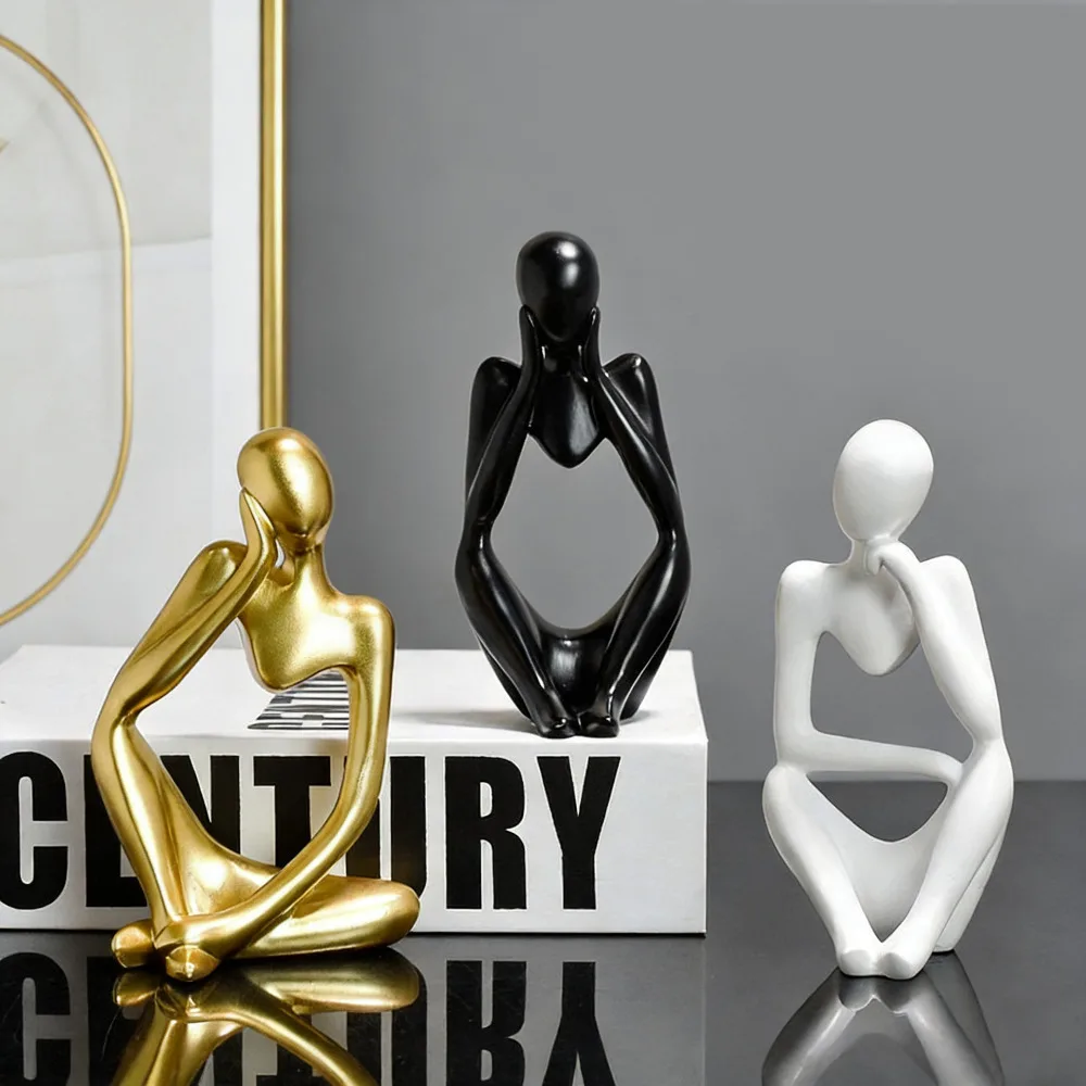 Sand Color The Thinker Abstract Statues Sculptures Yoga Figurine Nordic Living Room Home Decor Decoration Maison Desk Ornaments