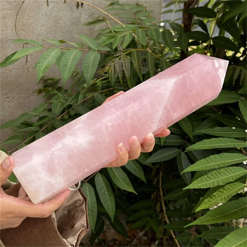 مسلة كريستال وردي زهر الكرز الطبيعي، عمود كوارتز، معدني، الريكي، شفاء، إزالة المغناطيسية #6