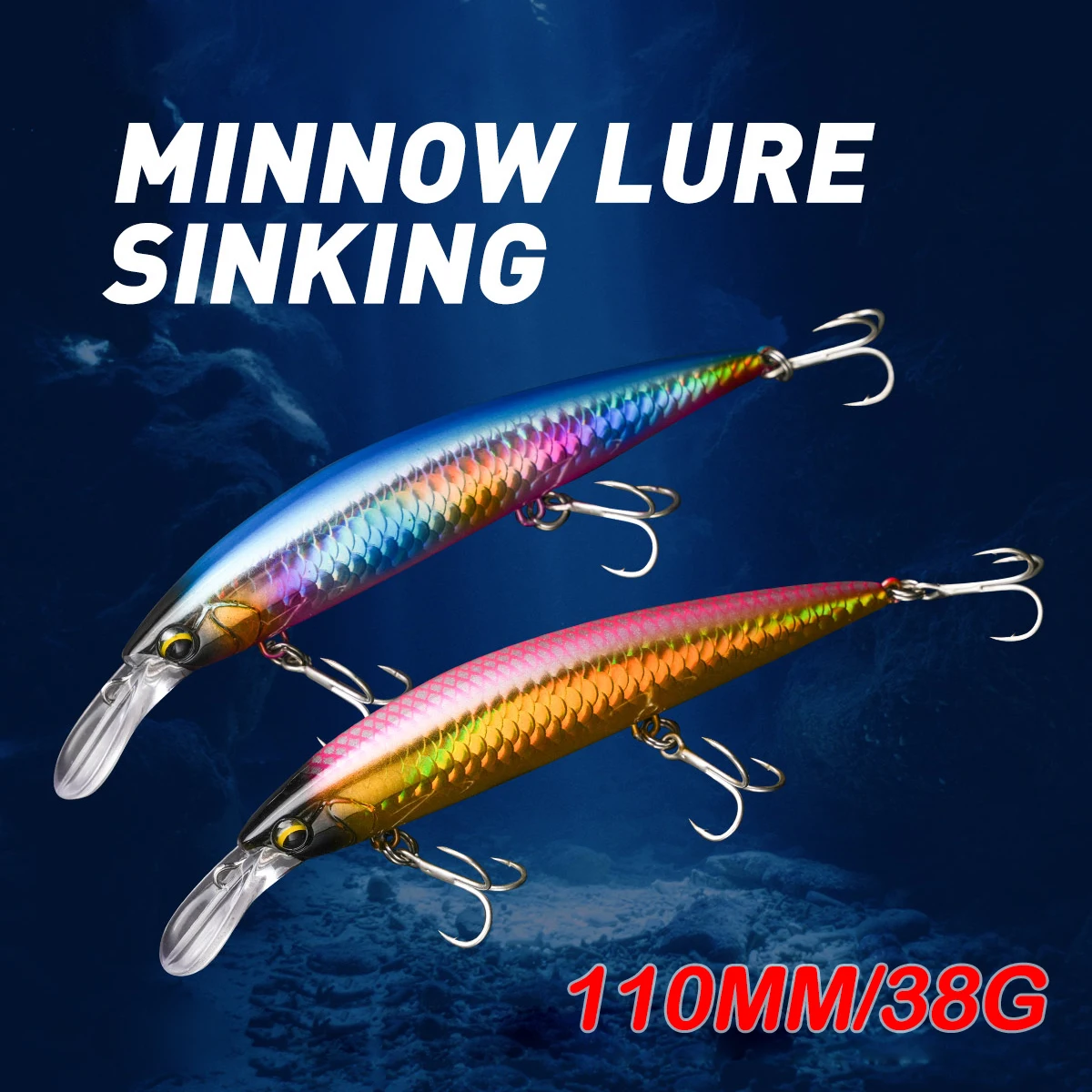 Sea fishing lure Long casting Minnow 11cm 38g Sinking Fishing Lure Saltwater Artificial Bait Plastic Wobbler Fishing Accessory