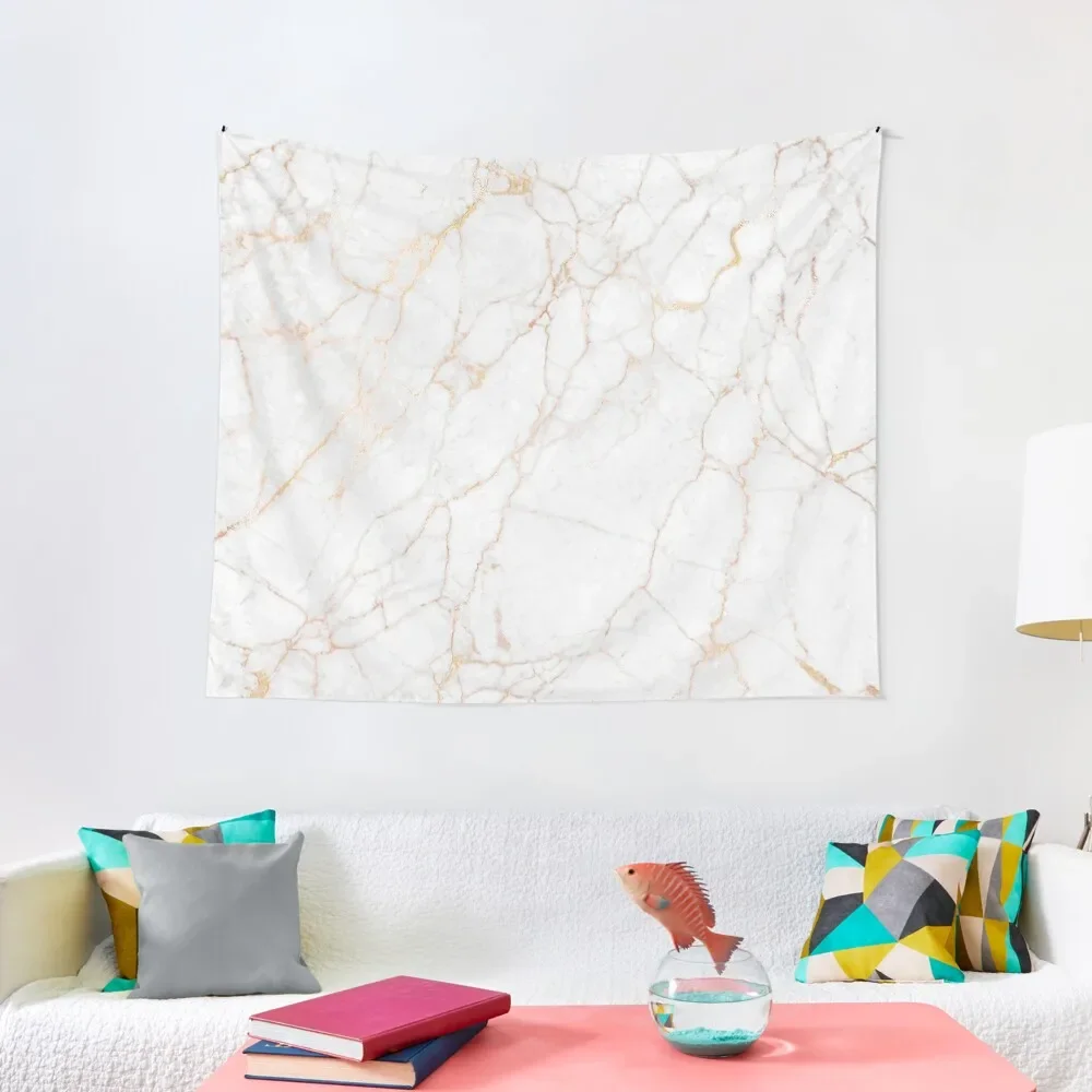 White Faux Marble with Gold Glitter Veins Tapestry Nordic Home Decor Outdoor Decoration Tapestry