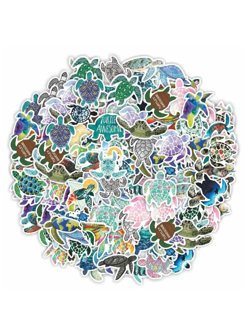 AliExpress Hizxj 50pcs Colorful Turtle Stickers Laptop Bicycle Guitar Skateboard Sticker Kid DIY Graffiti Waterproof Stickers Toy
