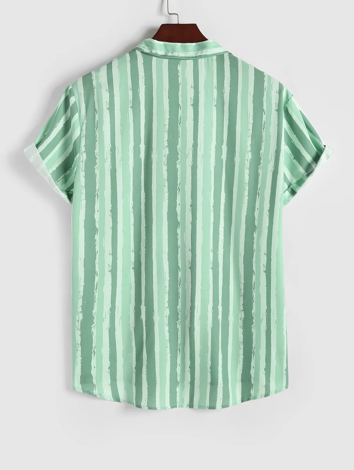 ZAFUL Watercolor Vertical Striped Short Sleeves Vacation Shirt