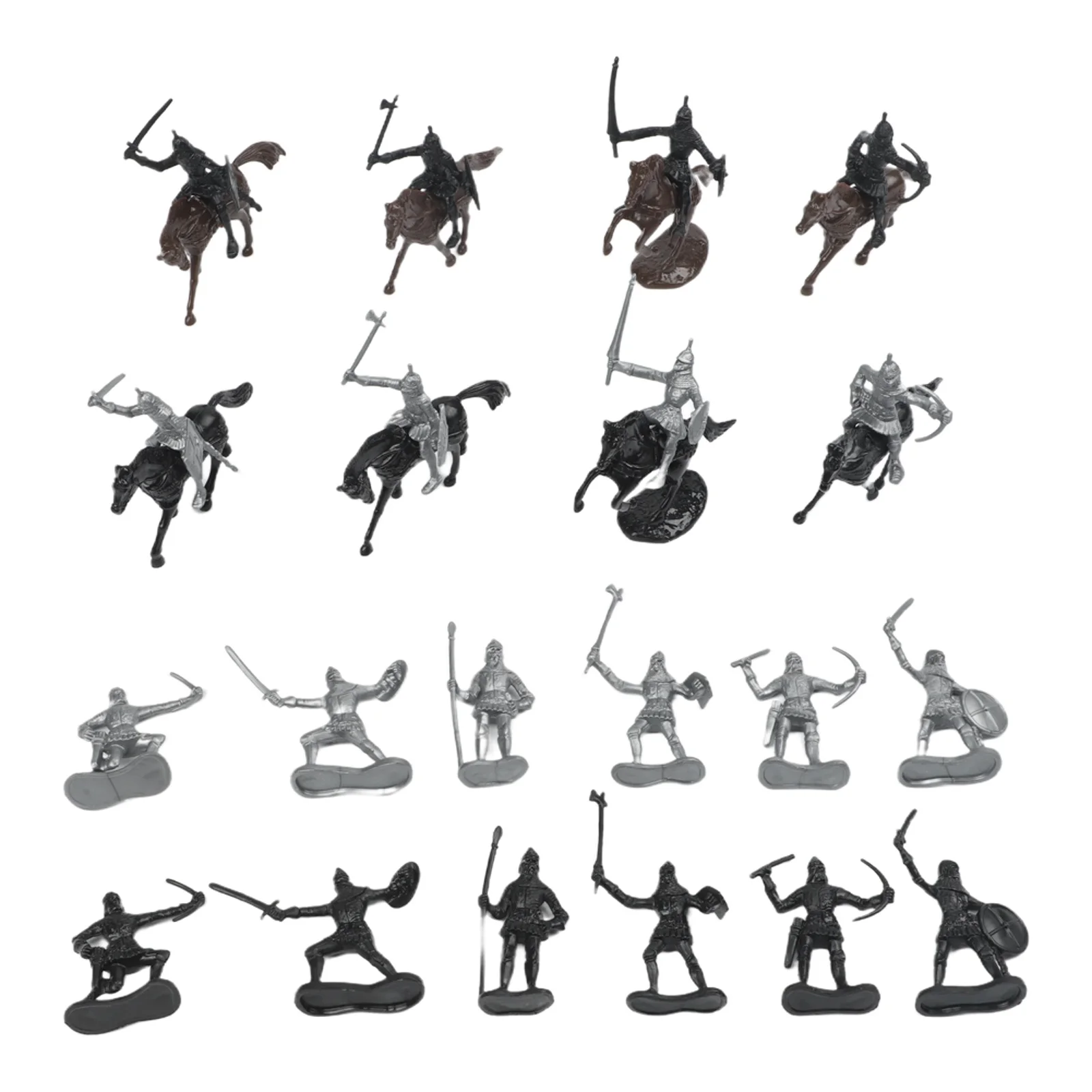 28PCS Medieval Warriors Horses and Cavalry Figures Toy Set for Developing Observation Skills and Historical Understanding