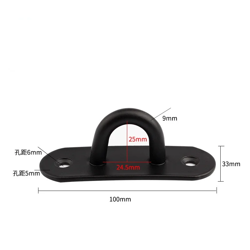Black Stainless steel wall Hook Heavy Duty Fixed Pad Eye Plate Deck Door Buckle U/J-Shaped Heavy Duty Ceiling Mount Hanger